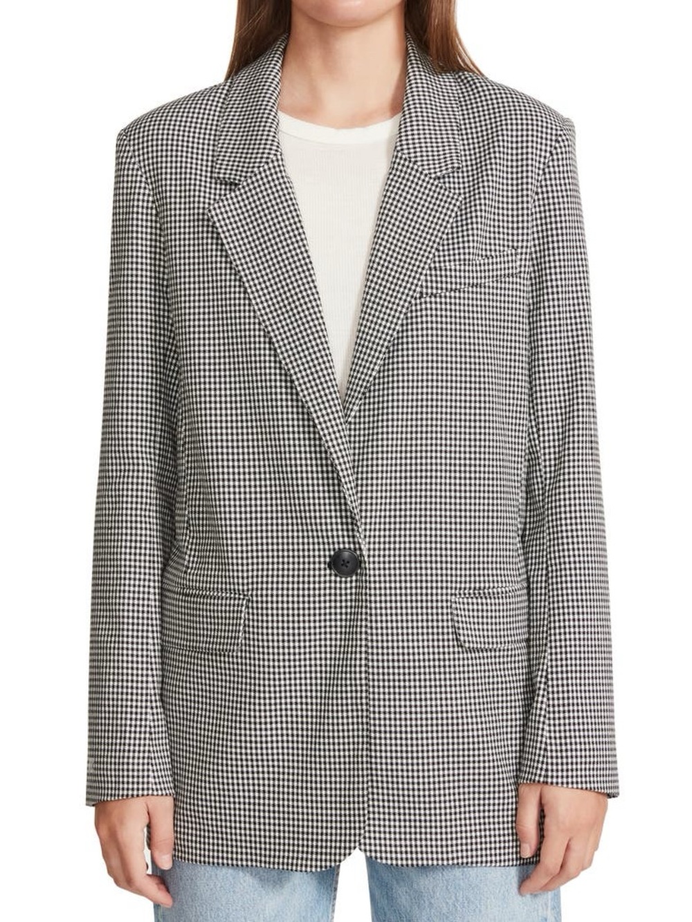Black & White Blazer Jacket - Women's Tailored Coat